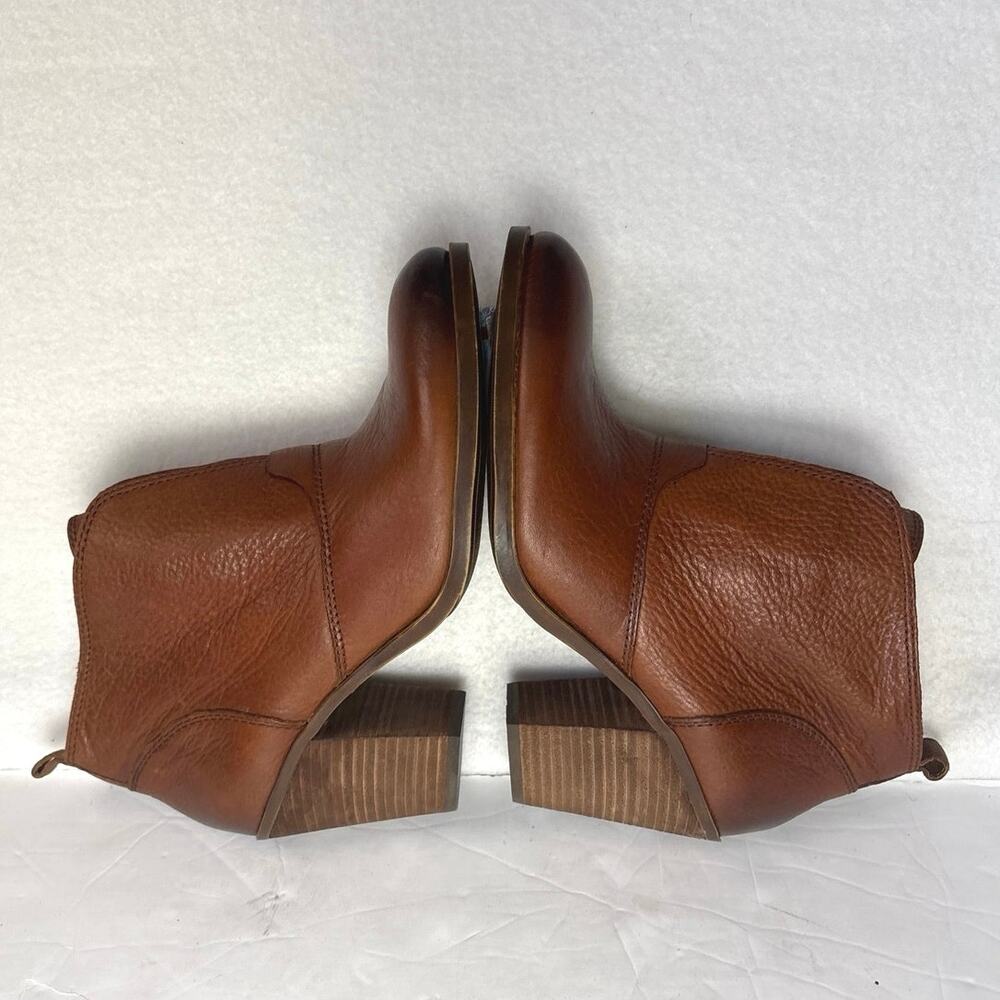 LUCKY BRAND Ehllen Brown Leather Slip On Ankle Boots Stacked Heel US Size 10 - Picture 7 of 10